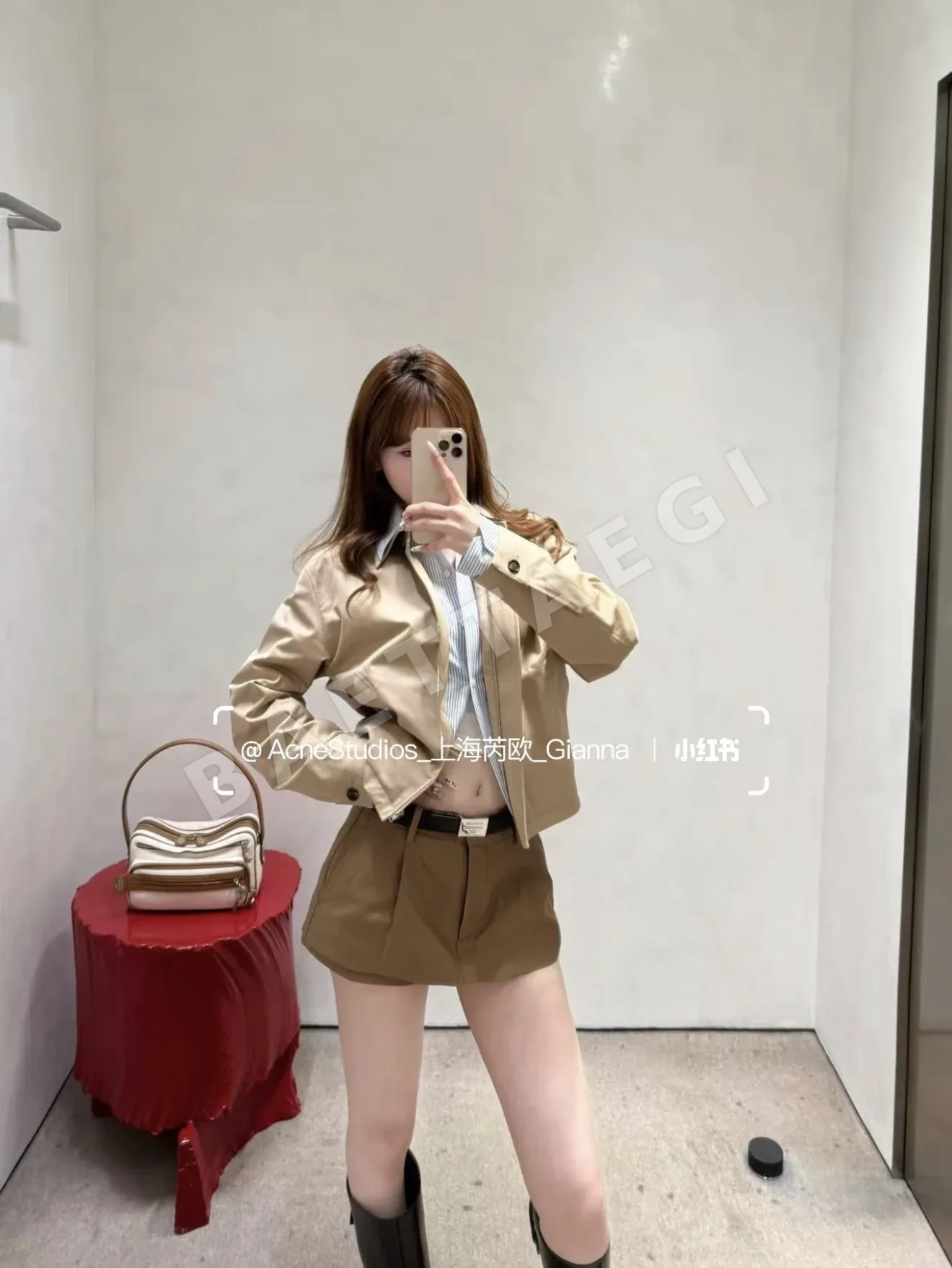 아크네스튜디오 블루 스트라이프 레이어드 여성 자켓 155683