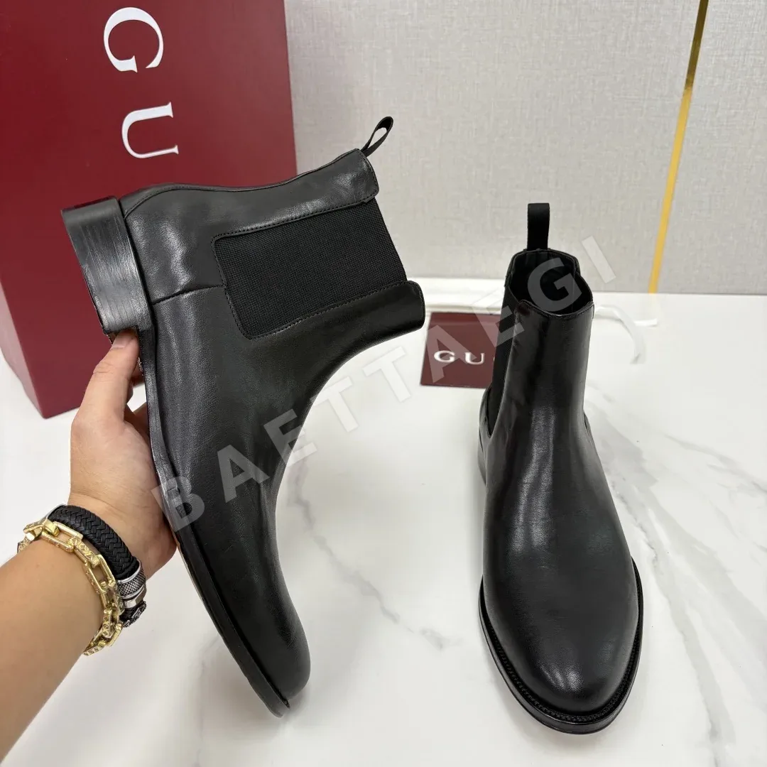 구찌 부츠 남성 가죽 더블 G 펀칭 상세 이미지 4