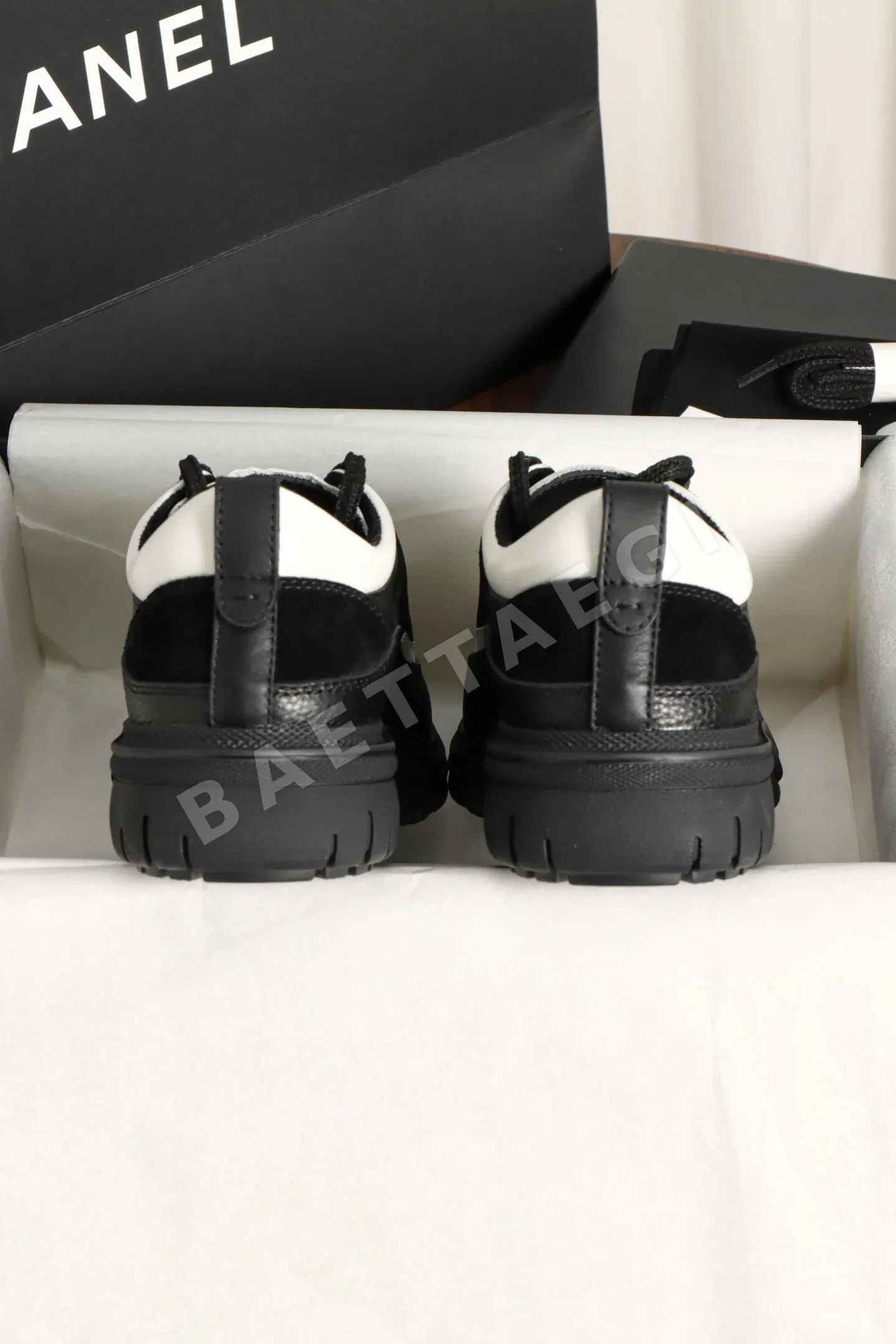 샤넬 블랙 스웨이드 다이아몬드 패턴 플랫폼 슈즈 3474 상세 이미지 8