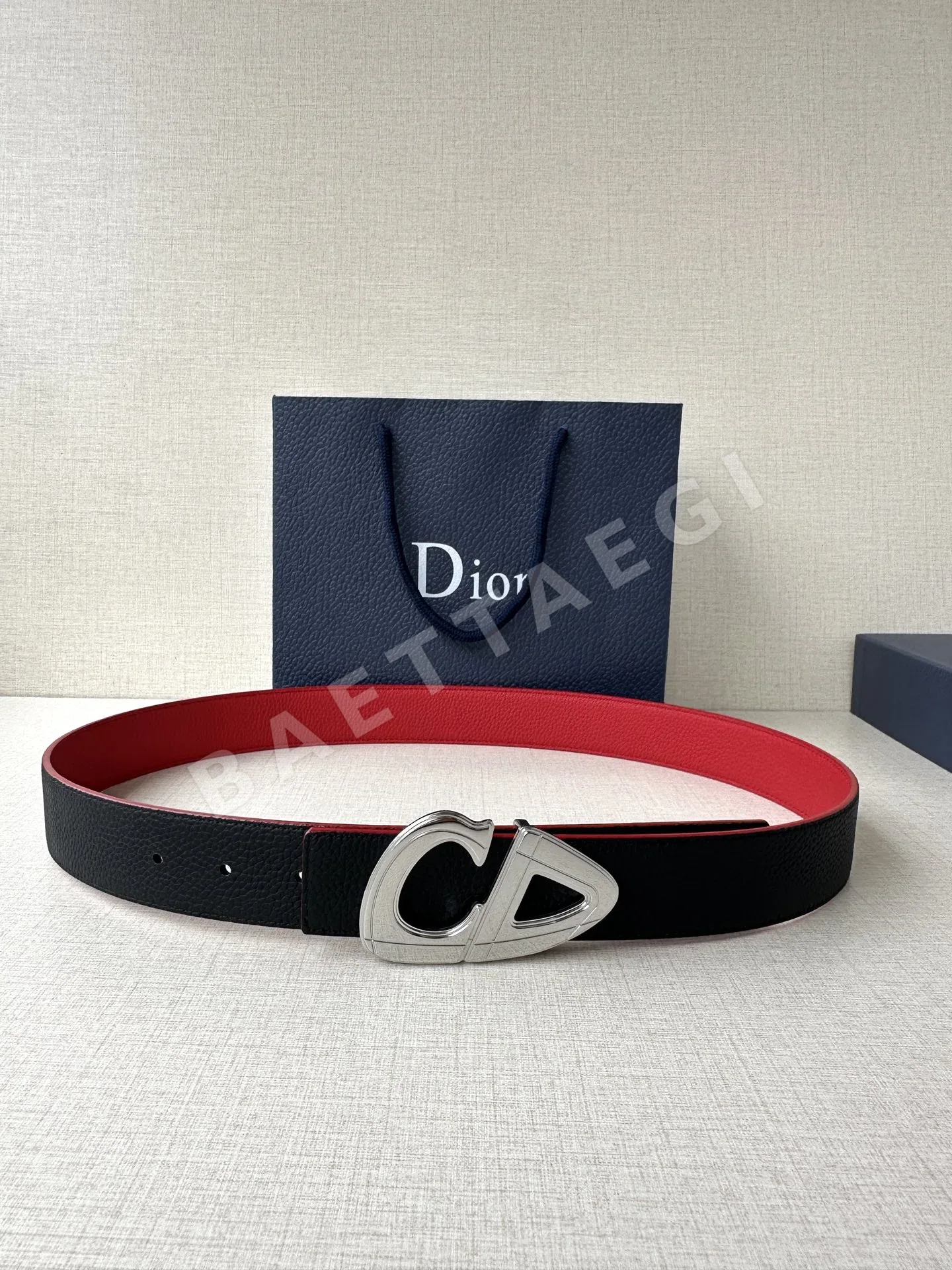 디올 CD 30 로고 블랙 무광 스테인리스 스틸 벨트 59787