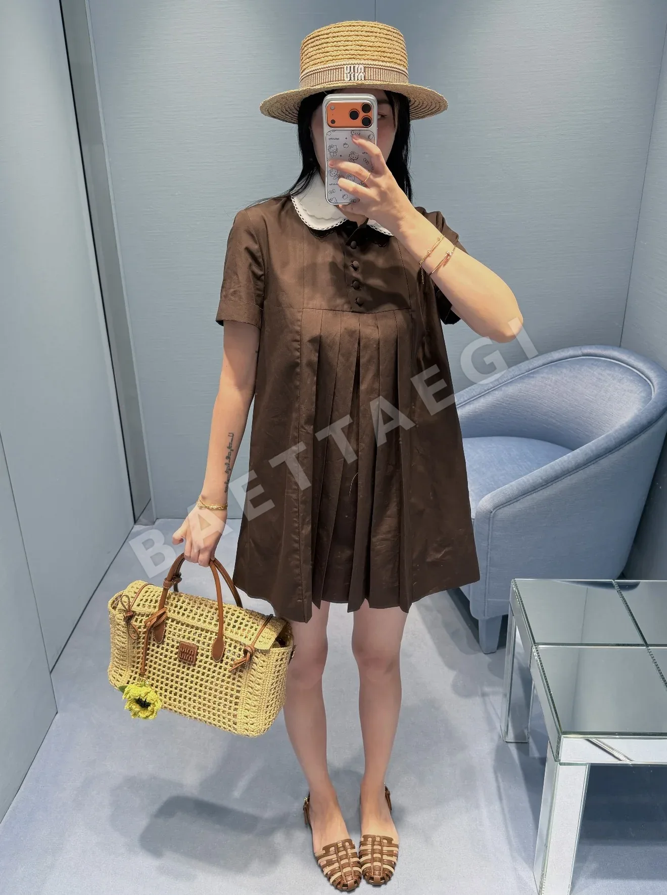 미우미우 피터팬 카라 레이스 A라인 원피스 70309