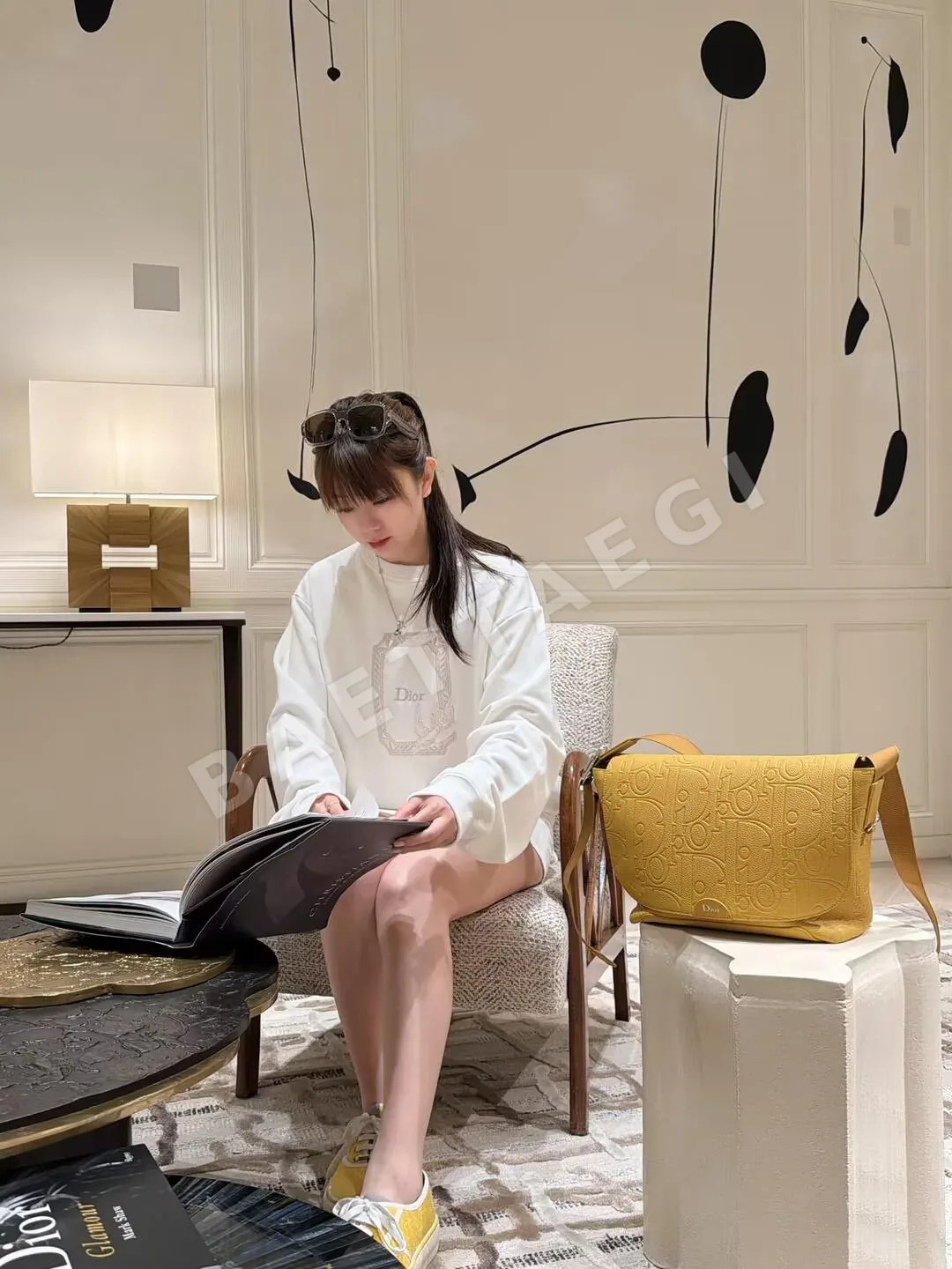 디올 자수 로고 테리 면 스웨트셔츠 긴팔 상세 이미지 18