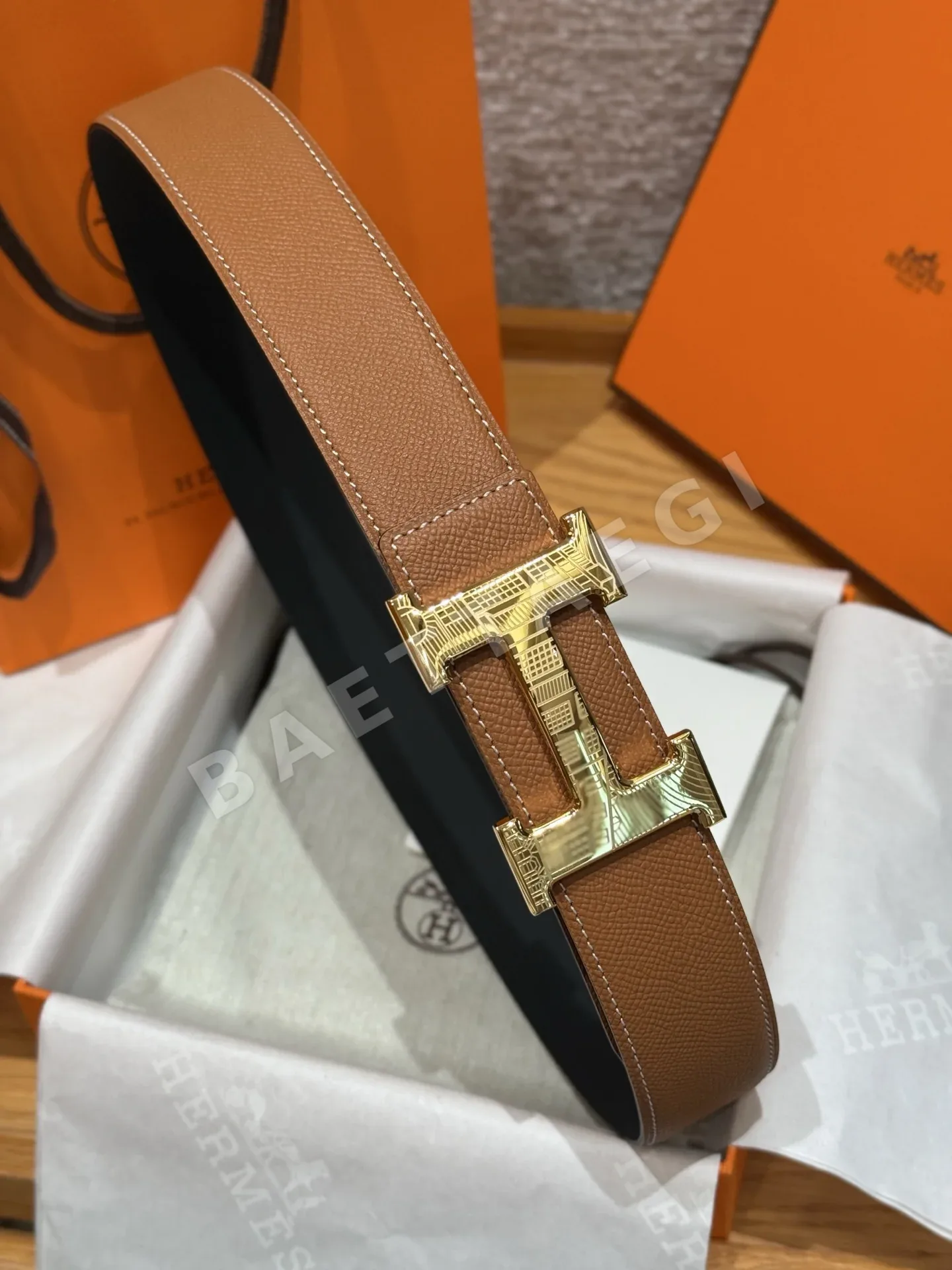 에르메스 홈 투아레그 양면 가죽 벨트 상세 이미지 4