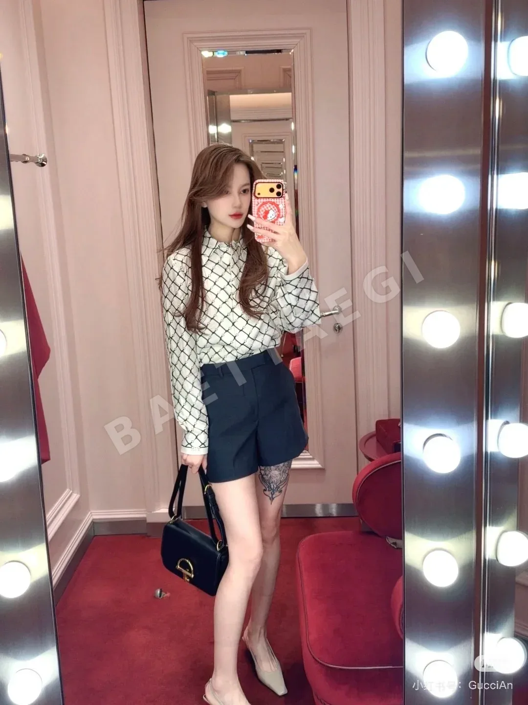 구찌 다이아몬드 패턴 실크 셔츠 상세 이미지 7