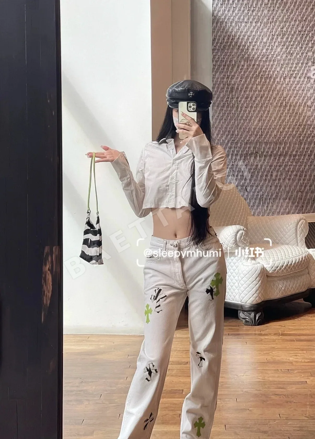 크롬하츠 리틀소드 애플그린 제브라 포니 헤어 암레스트 가방 상세 이미지 8