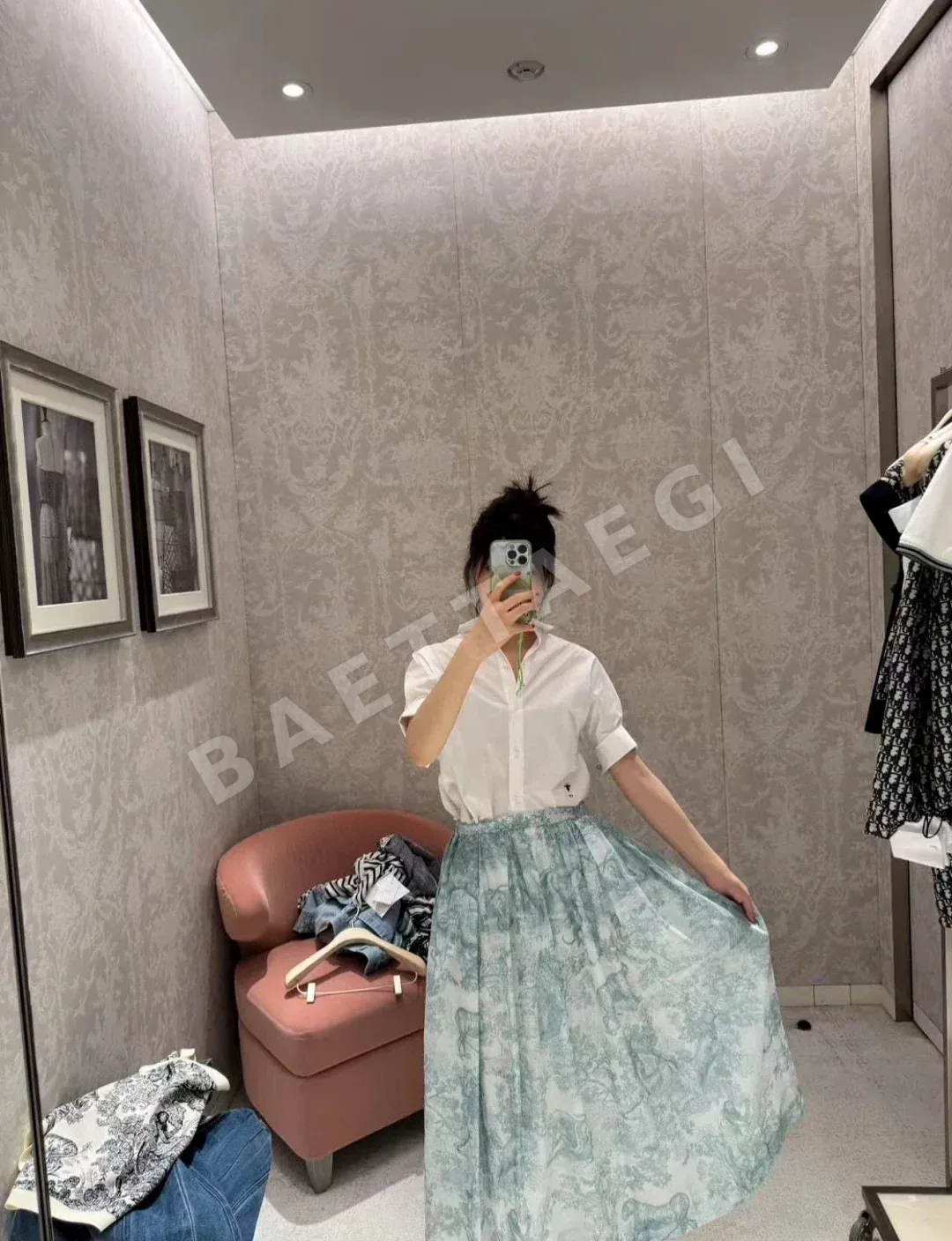 디올 플라워 패턴 언발란스 여성 스커트 96417