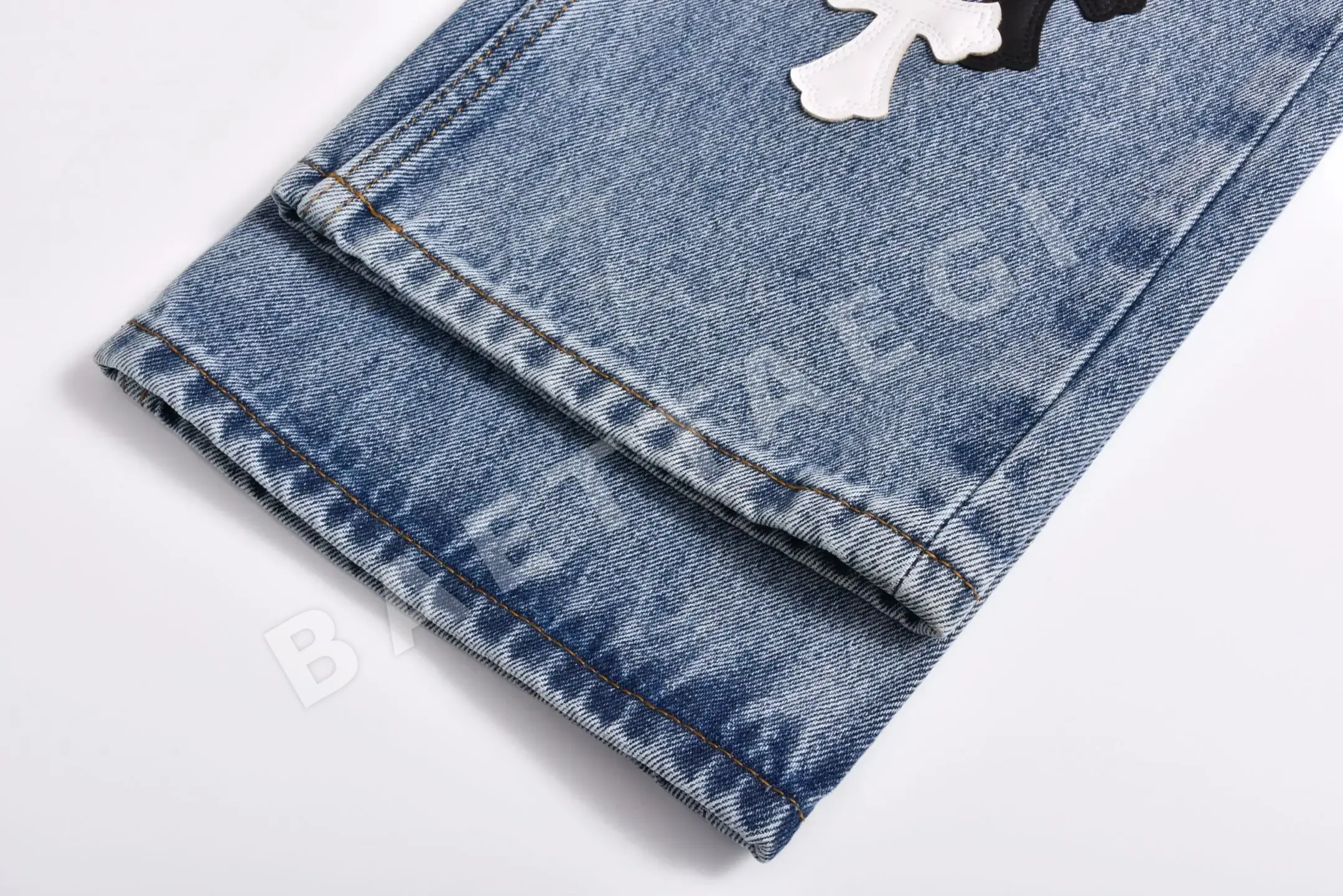 크롬하츠 블랙 앤 화이트 패치워크 가죽 진 남성 바지 P350 상세 이미지 5