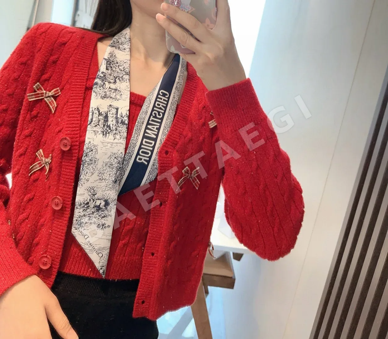 디올 멀베리 실크 스코틀랜드 조이 프린트 스카프 상세 이미지 1