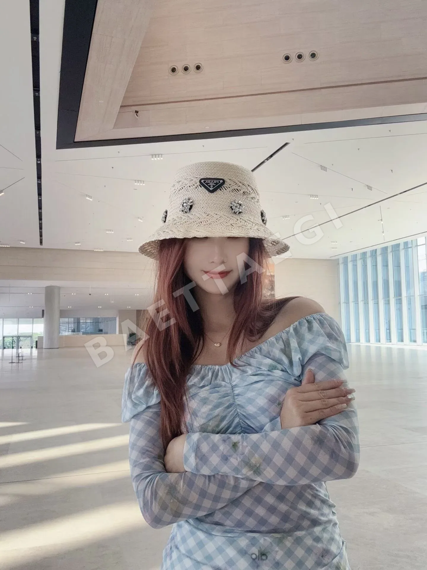 프라다 라피아 시스루 밀짚모자 상세 이미지 2