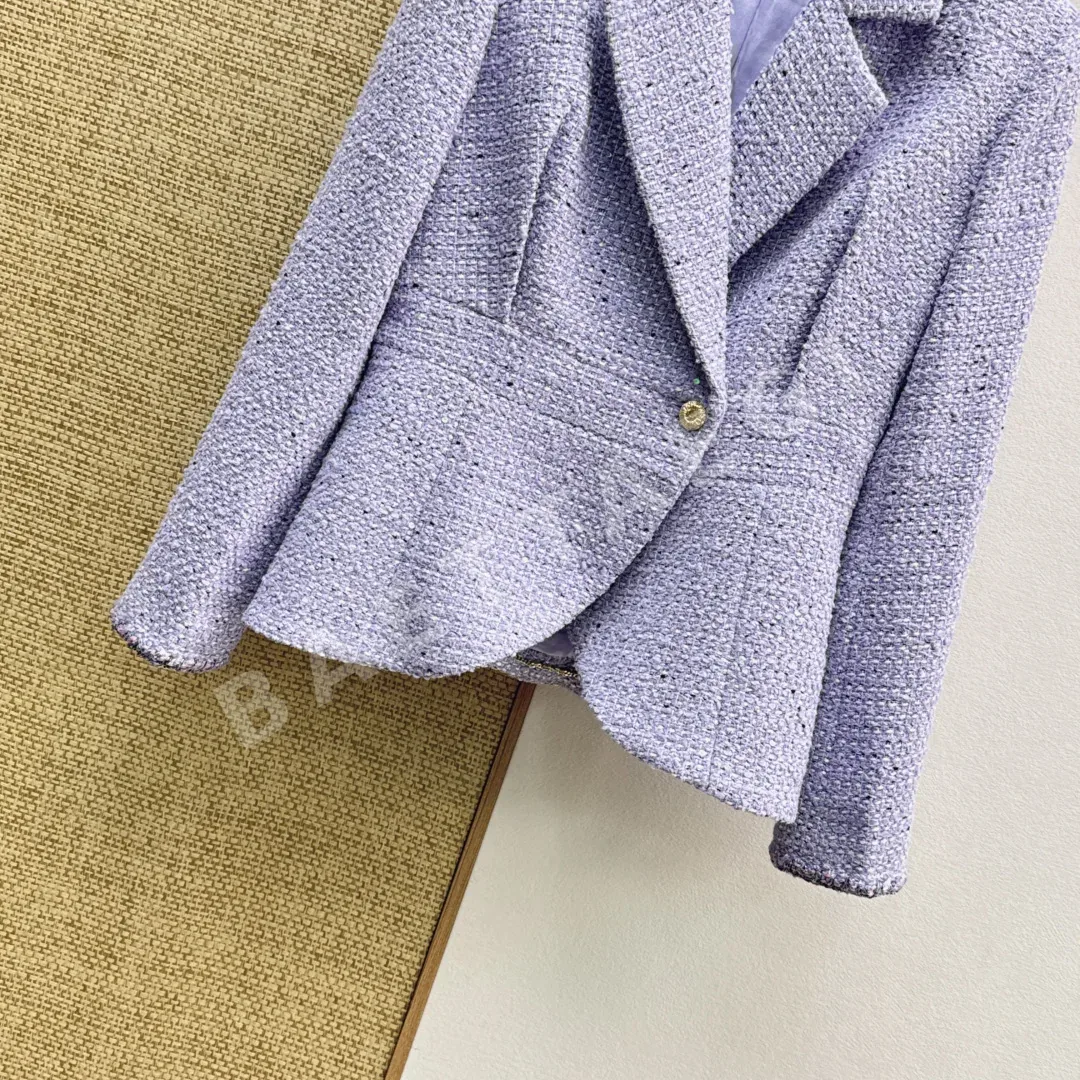 샤넬 퍼플 트위드 여성 자켓 상세 이미지 6