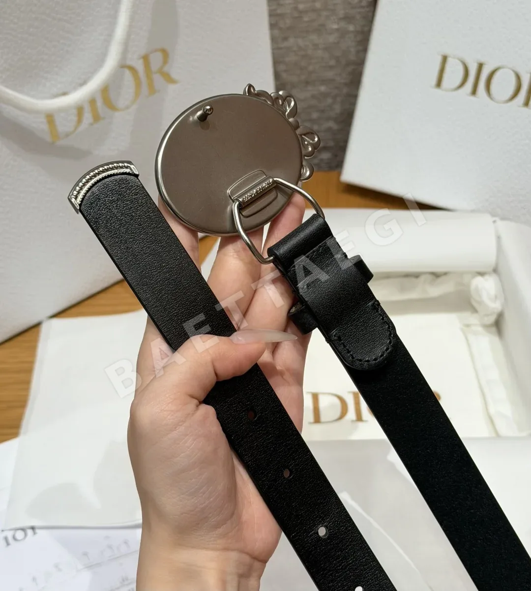 디올 메탈 버클 블랙 가죽 벨트 상세 이미지 5