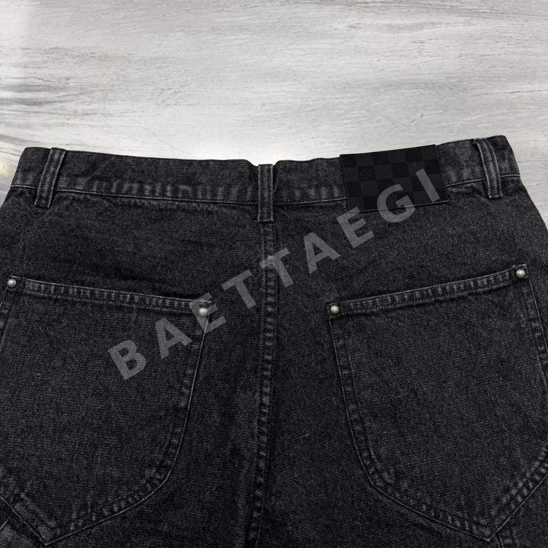 루이비통 로고 프린트 남성 데님 반바지 상세 이미지 6