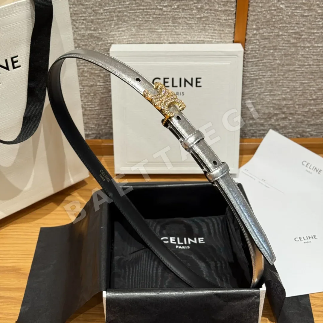 셀린느 트라이엄프 다이아몬드 장식 소가죽 벨트 상세 이미지 3