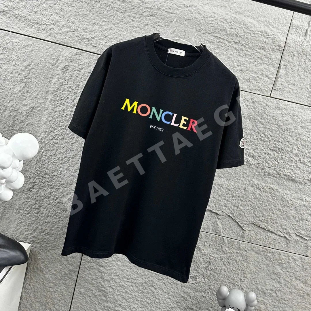 몽클레르 레터 프린트 코튼 반팔 티셔츠 남여공용 상세 이미지 2