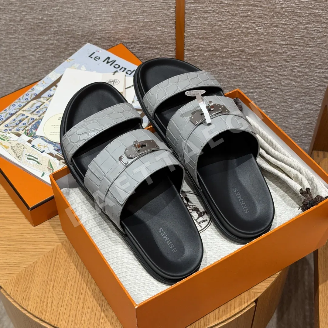 에르메스 샌들 크리스탈 그레이 악어가죽 상세 이미지 1