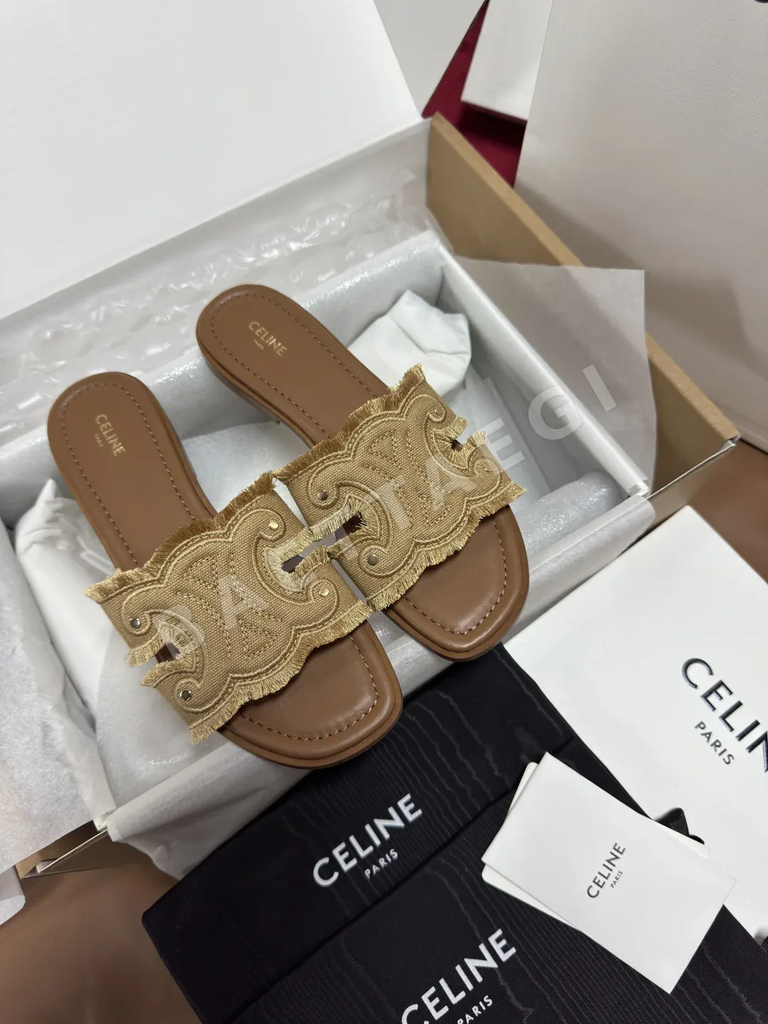 셀린느 데님 프린지 개선문 샌들 93543