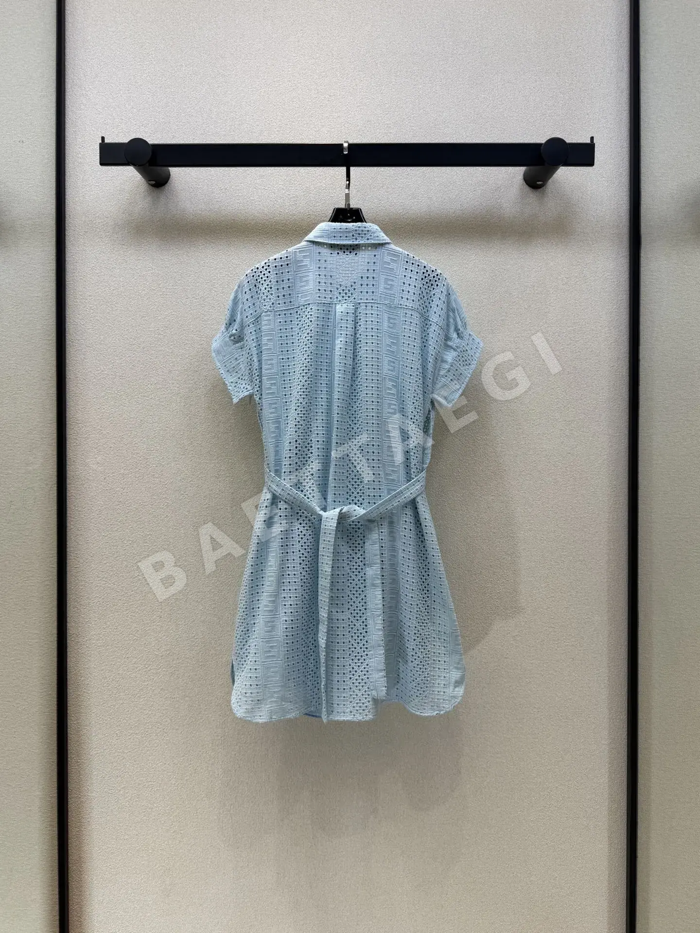 펜디 시스루 메시 자수 허리 조임 반소매 원피스 상세 이미지 7