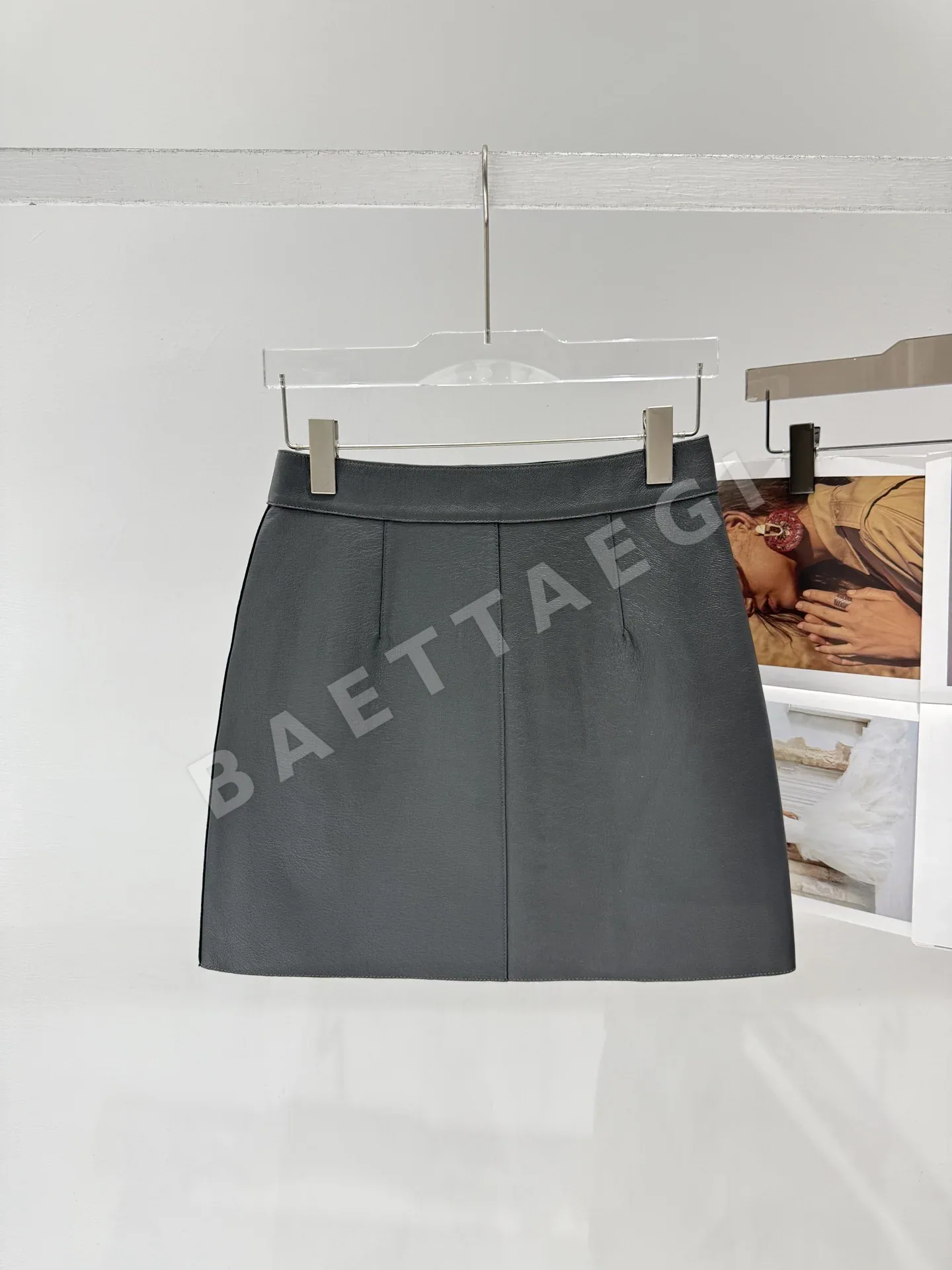 에르메스 리치 패턴 램스킨 여성 가죽 스커트 상세 이미지 8