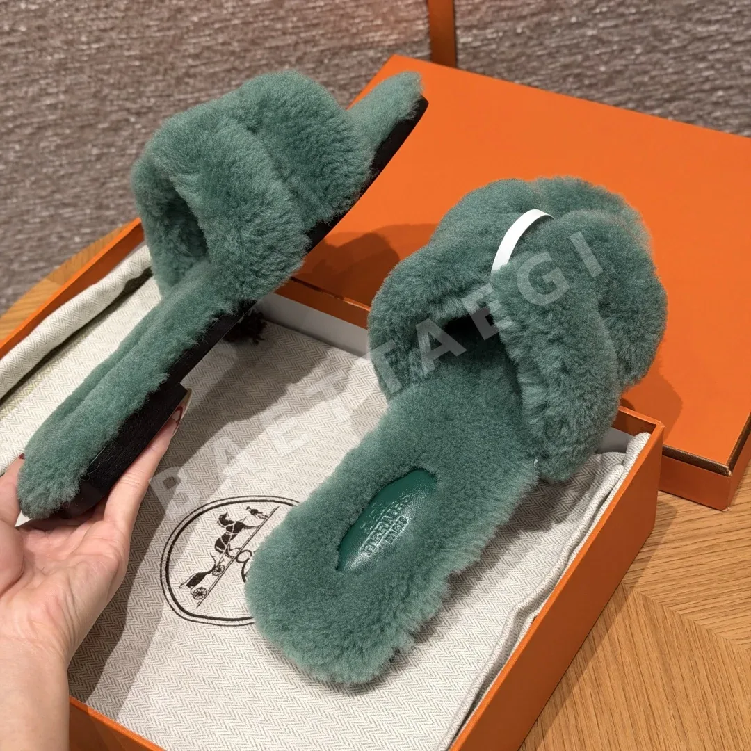 에르메스 오란 샌들 그린 울 가죽 H 컷아웃 상세 이미지 5