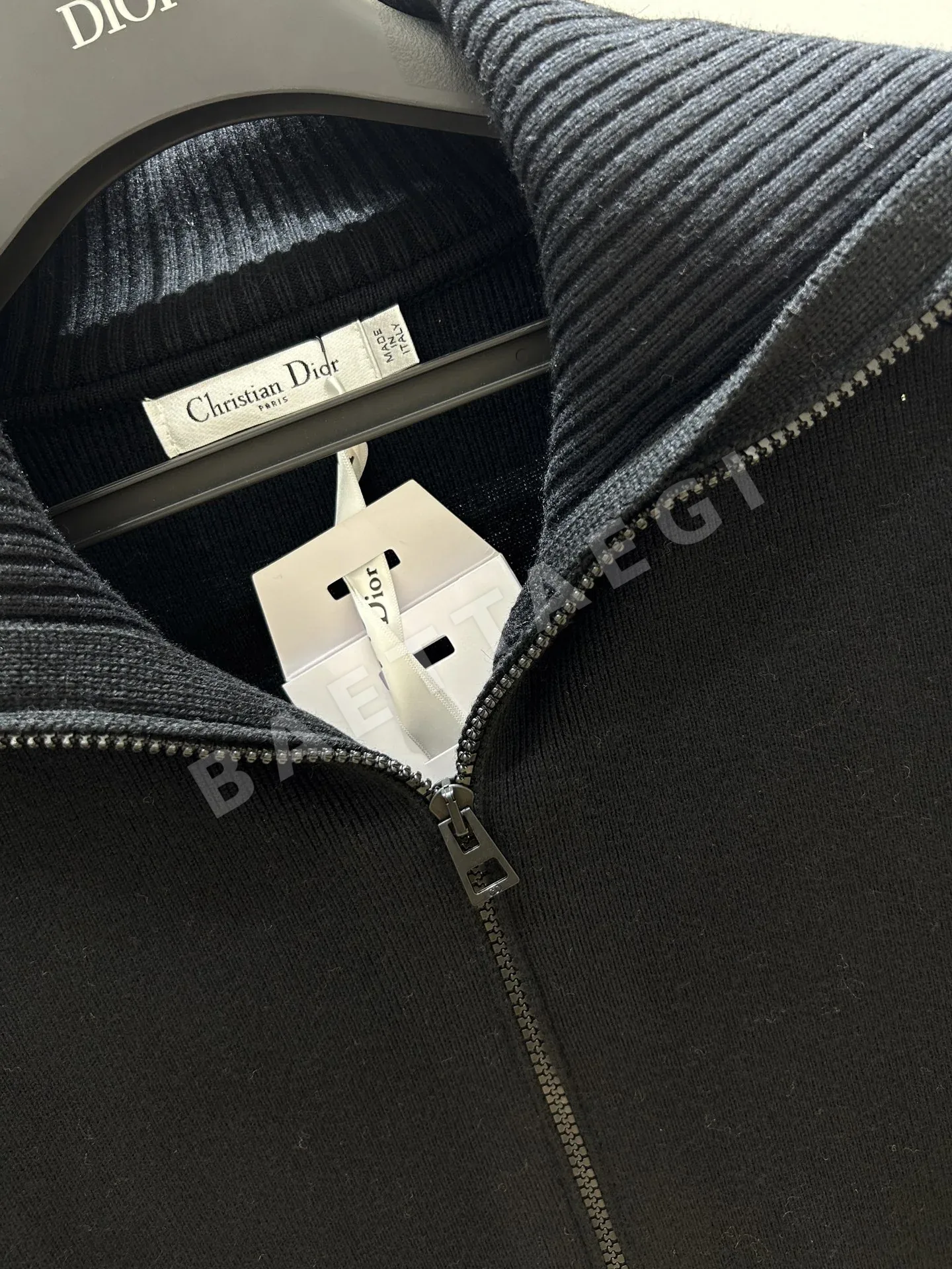 디올 스트라이프 패턴 세일러 카라 지퍼 가디건 상세 이미지 5