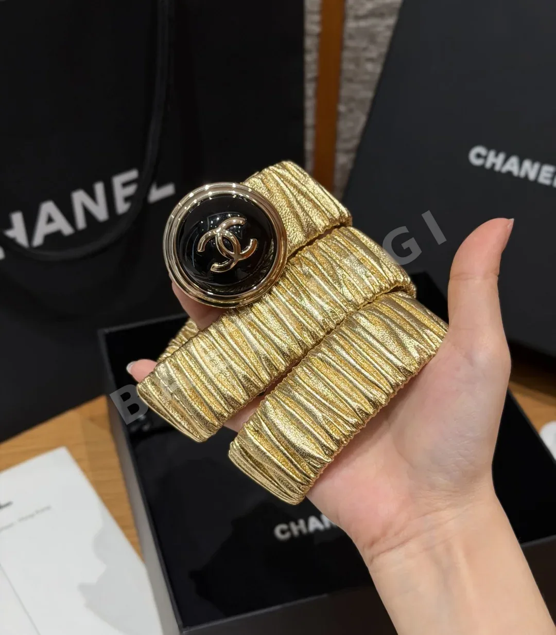 샤넬 플리츠 고무 허리 벨트 30mm 상세 이미지 8
