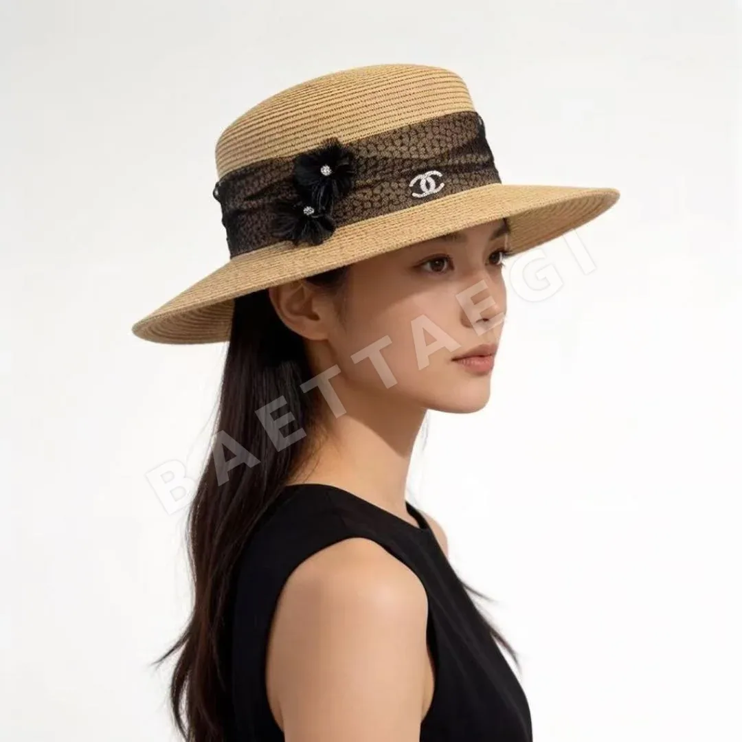 샤넬 플랫탑 밀짚 모자 185623