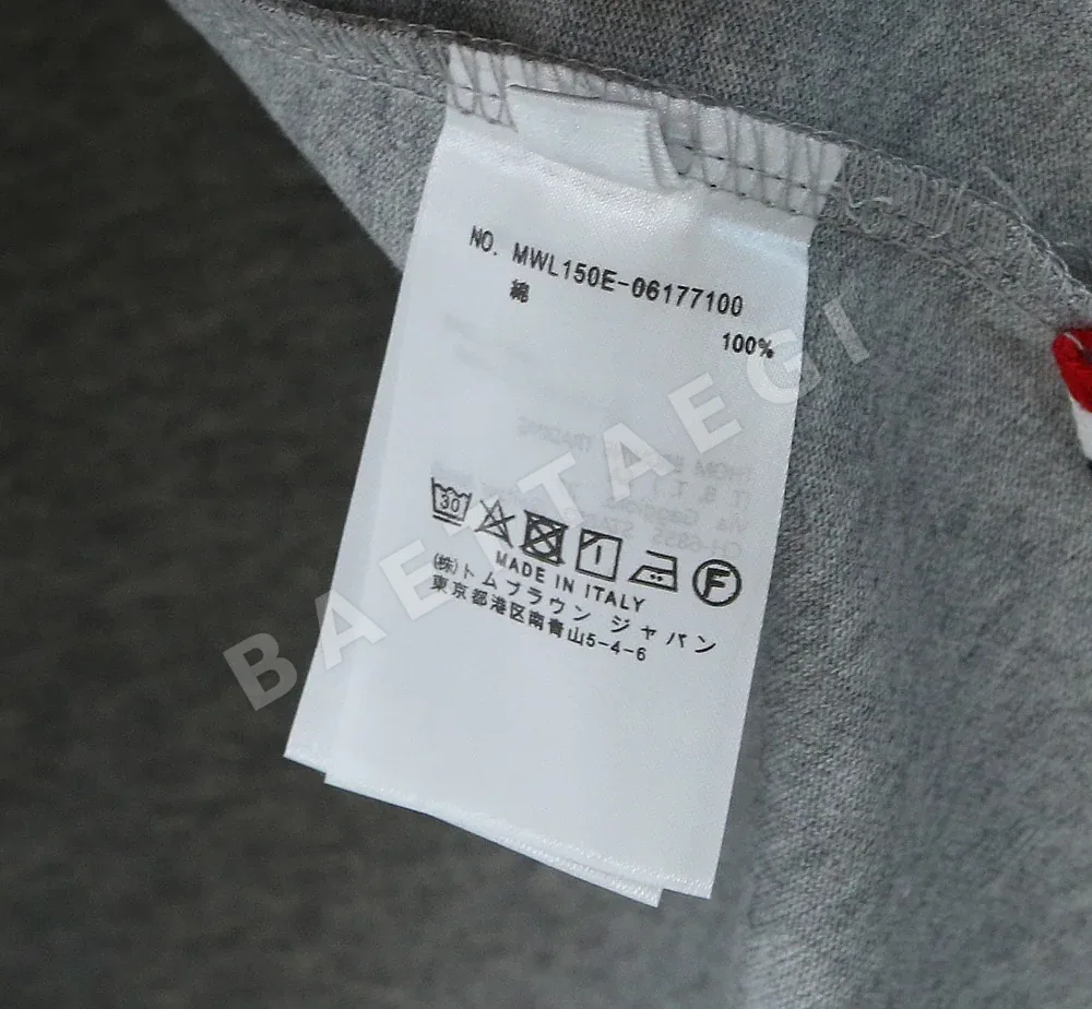톰브라운 남성 4바 스트라이프 립 짜임 반팔 티셔츠 상세 이미지 6