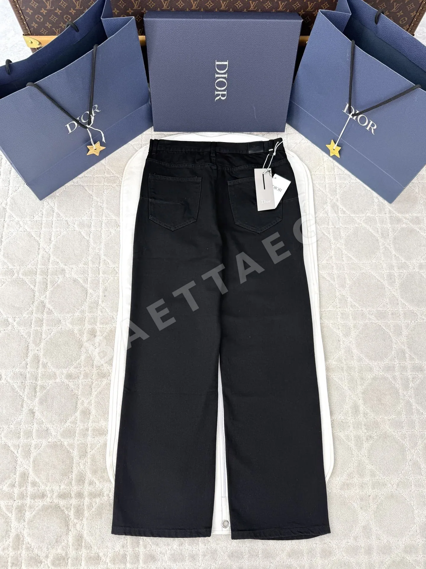 디올 블랙 스트레이트 진 바지 상세 이미지 3