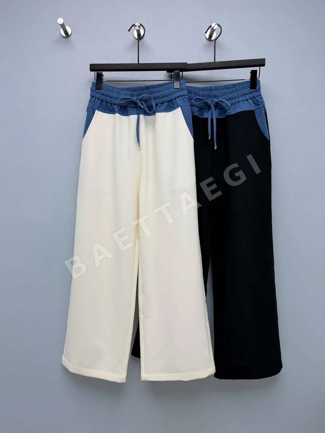 샤넬 데님 패치워크 와이드 레그 여성 바지 상세 이미지 9
