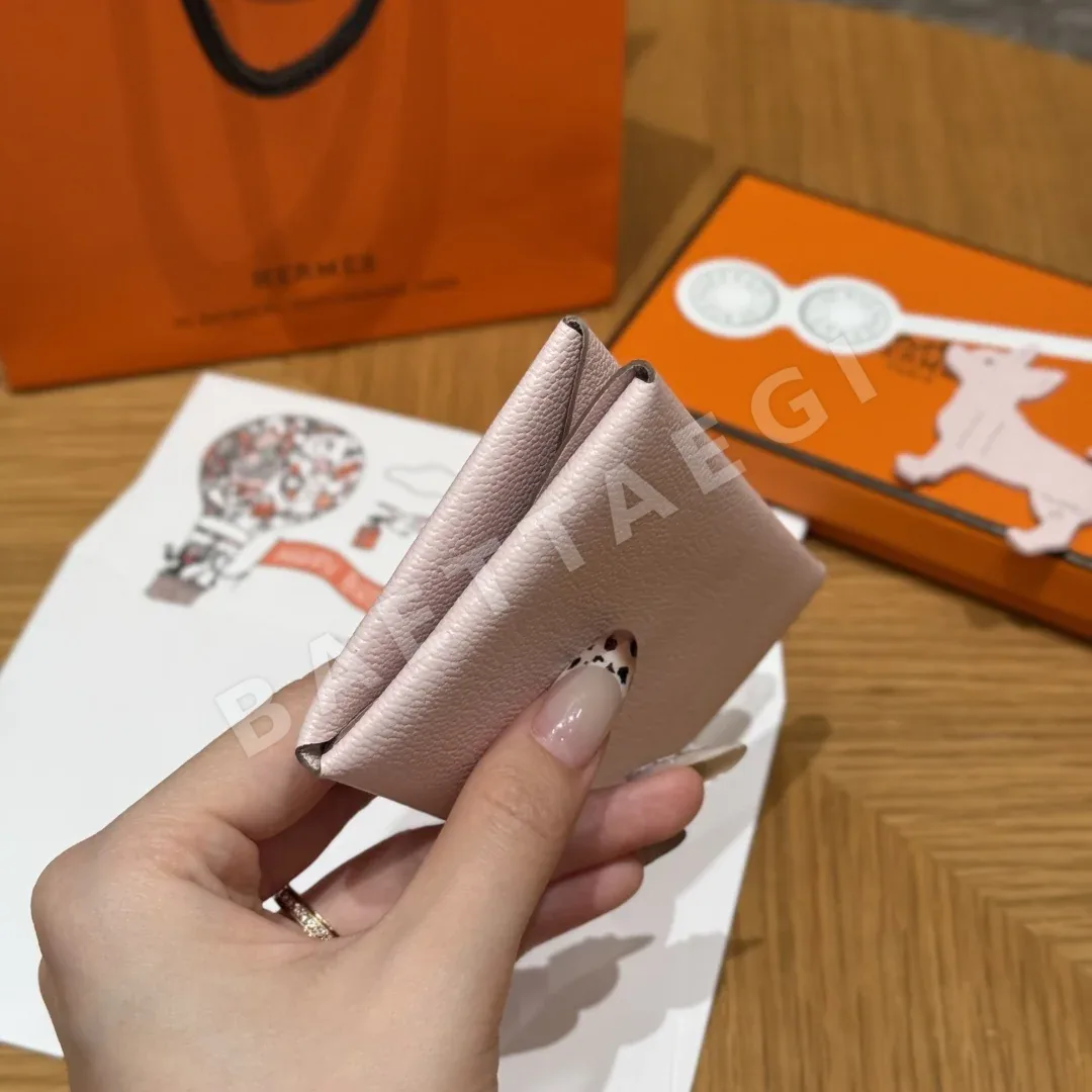 에르메스 칼방듀오 로즈달링 염소가죽 동전지갑 상세 이미지 4