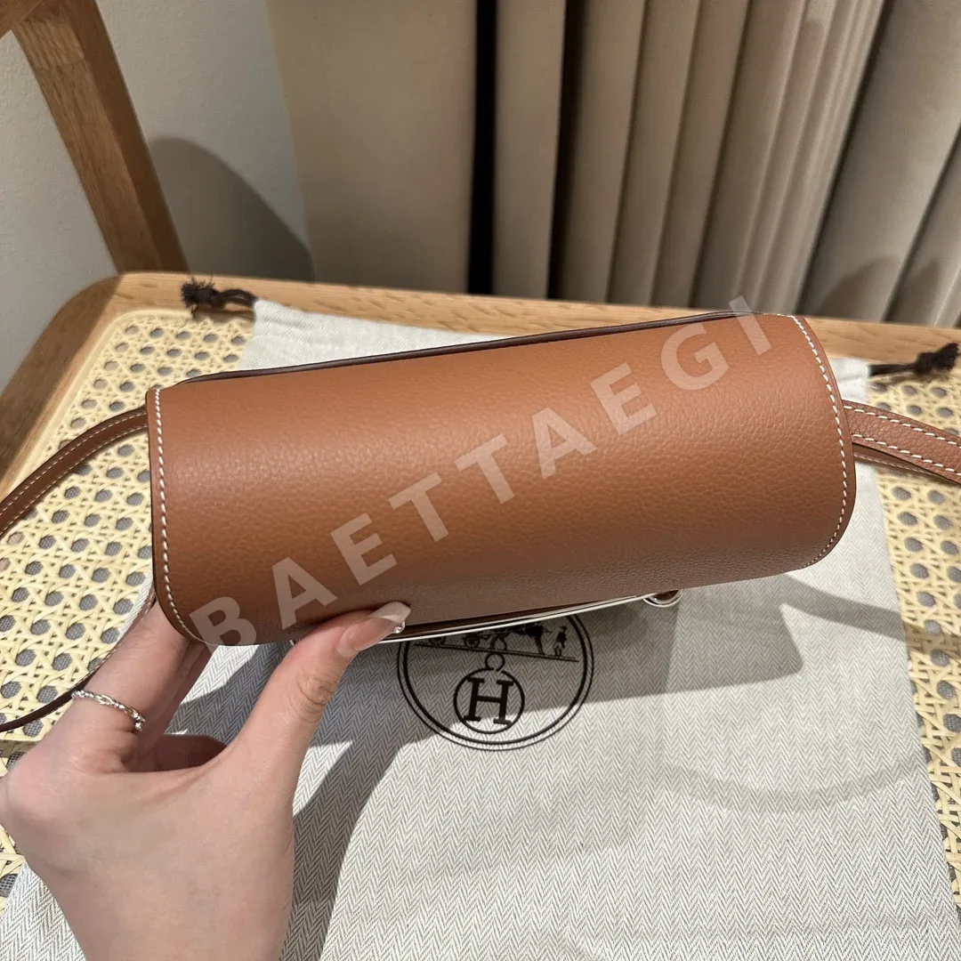 에르메스 시브르 염소가죽 실버 장식 핸드백 19 CM 상세 이미지 5