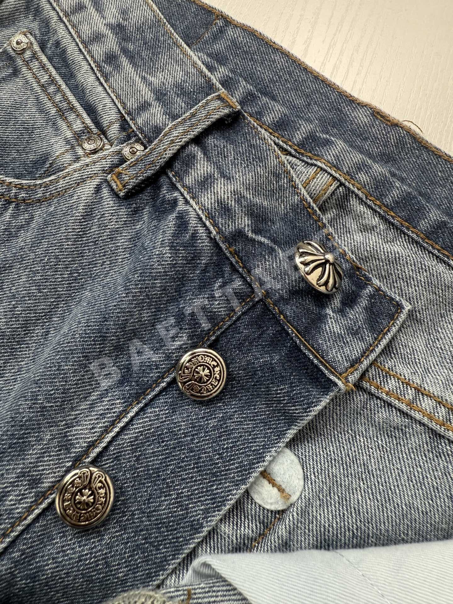 크롬하츠 다색 십자 패치워크 하트 가죽 바지 상세 이미지 6