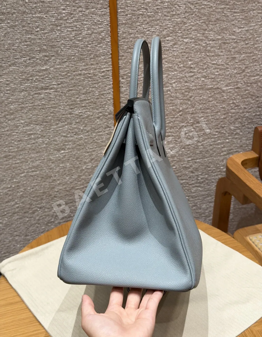 에르메스 버킨 35 린넨 블루 가방 상세 이미지 4