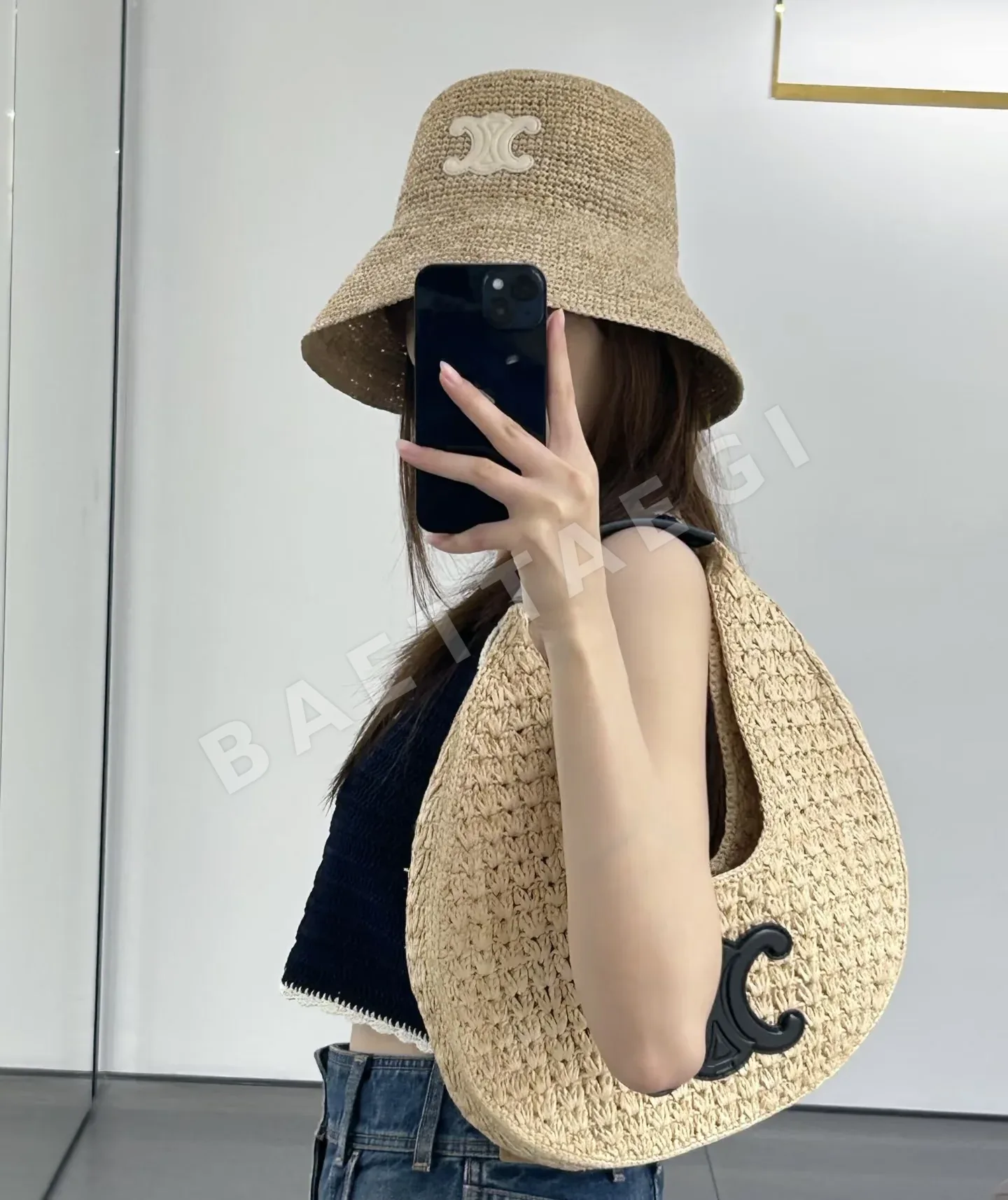 셀린느 개선문 로고 라피아 밀짚모자 상세 이미지 2
