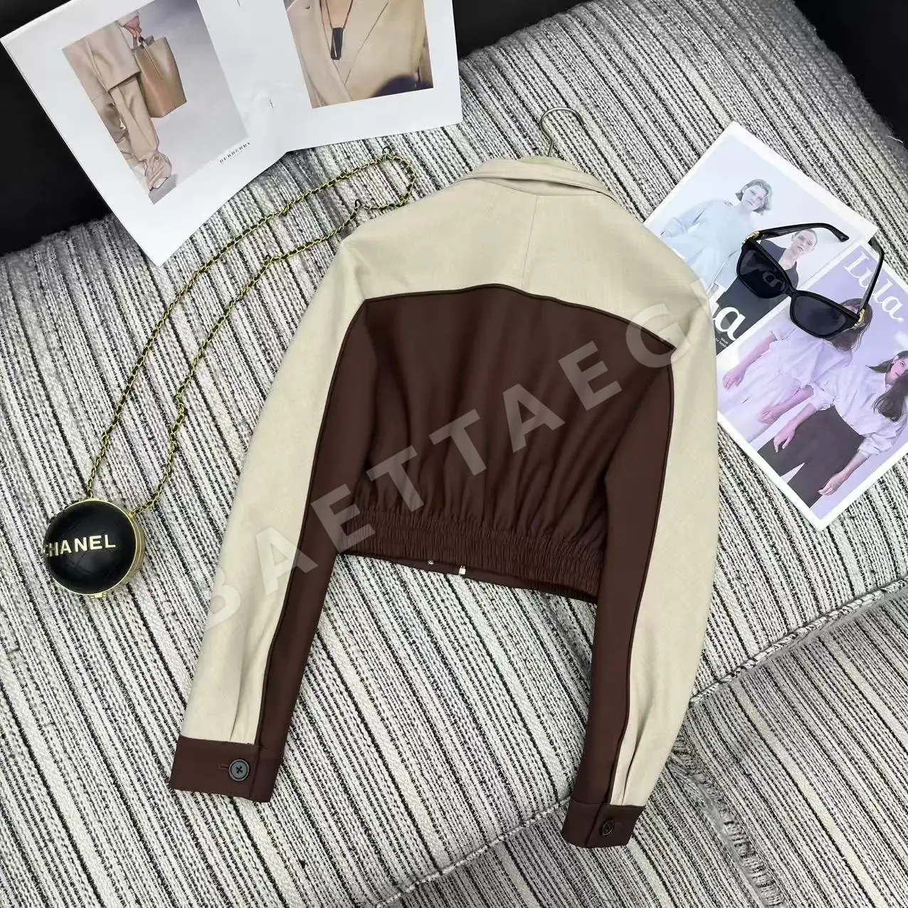 미우미우 컬러 블록 스탠드 카라 숏 블레이저 세트 상세 이미지 7