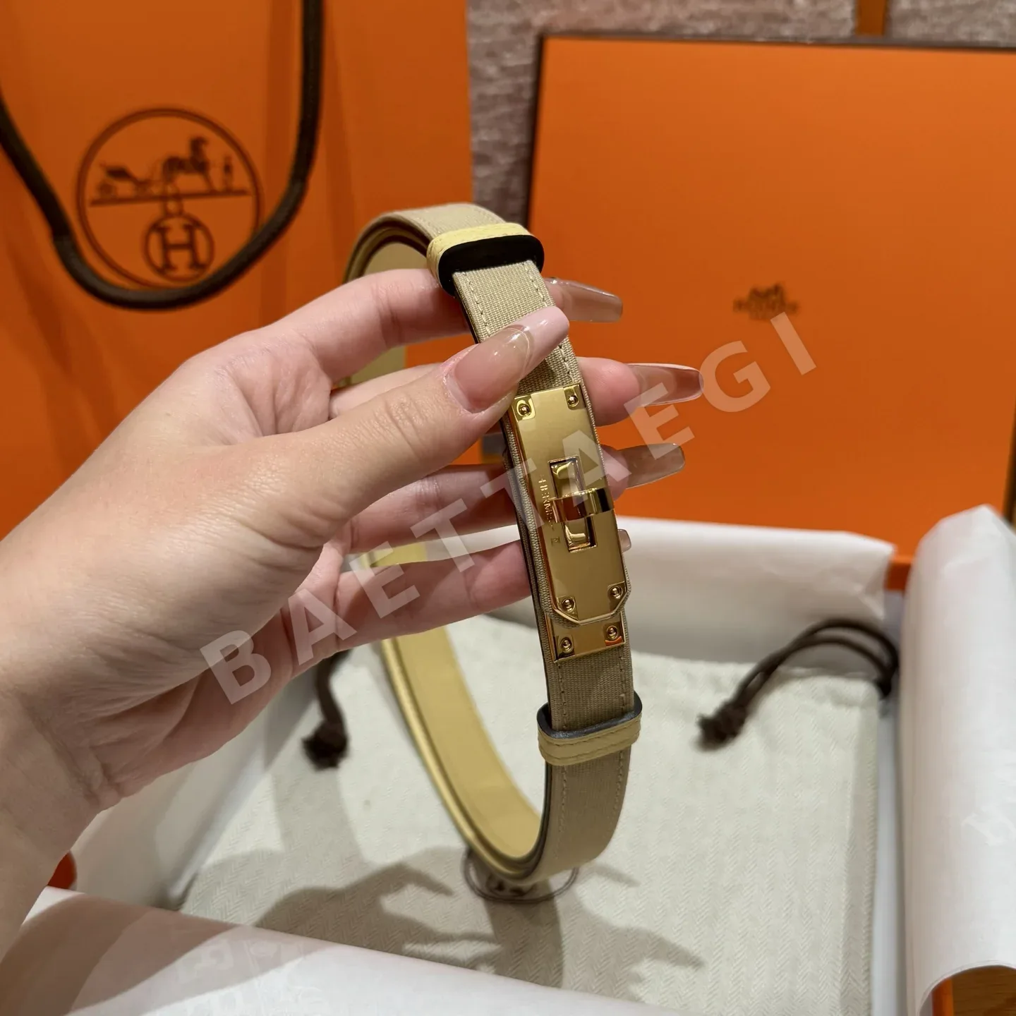 에르메스 H 캔버스 켈리 버클 벨트 상세 이미지 5
