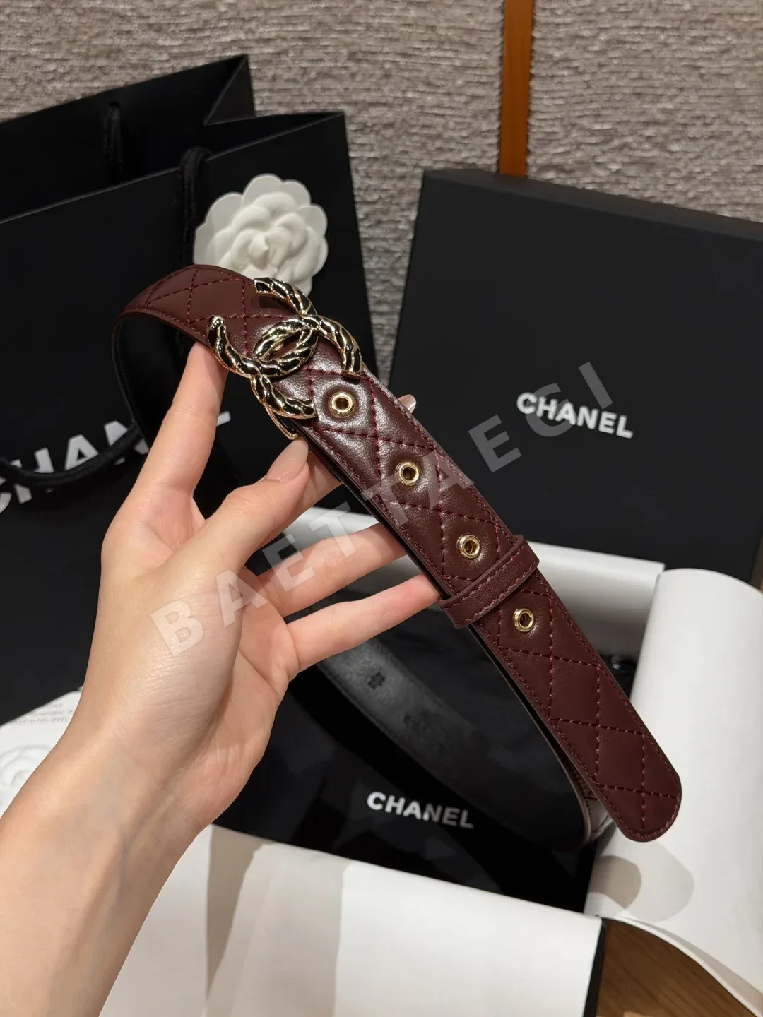 샤넬 더블 C 메탈 버클 가죽 벨트 상세 이미지 3