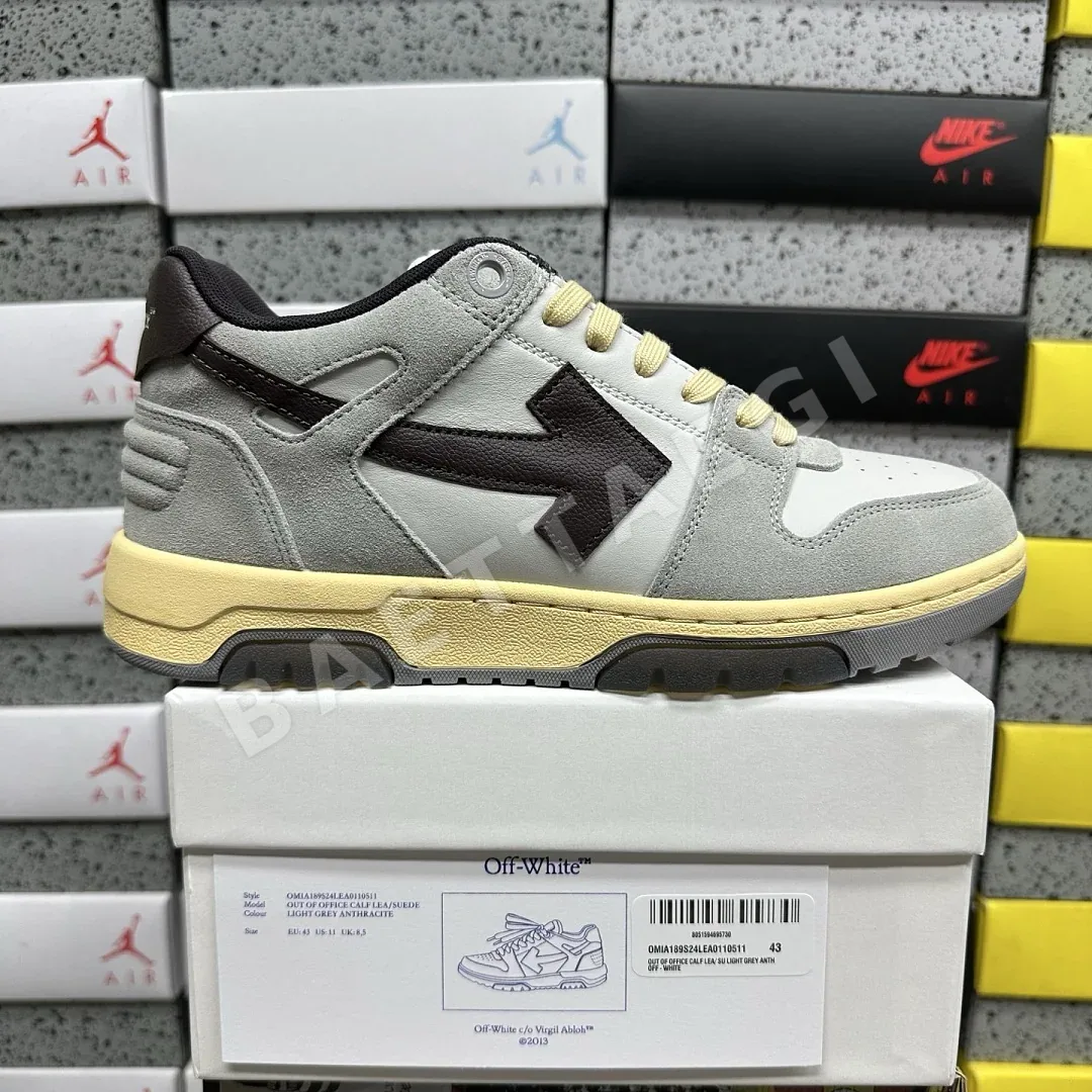오프화이트 [KZ] 아웃 오브 오피스 OOO 로우 탑스 그레이 브라운 202494 Off White Out Of Office OOO Low