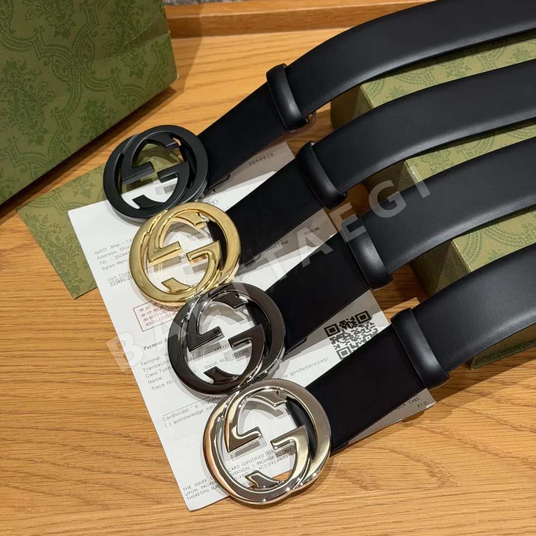 구찌 인터로킹 G 버클 가죽 벨트 40mm 상세 이미지 3