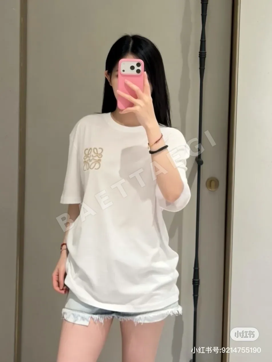 로에베 골드 자수 반팔 티셔츠 97763