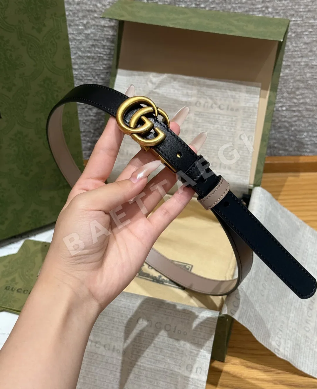 구찌 GG 마몬트 리버시블 나로 벨트 20mm 상세 이미지 5