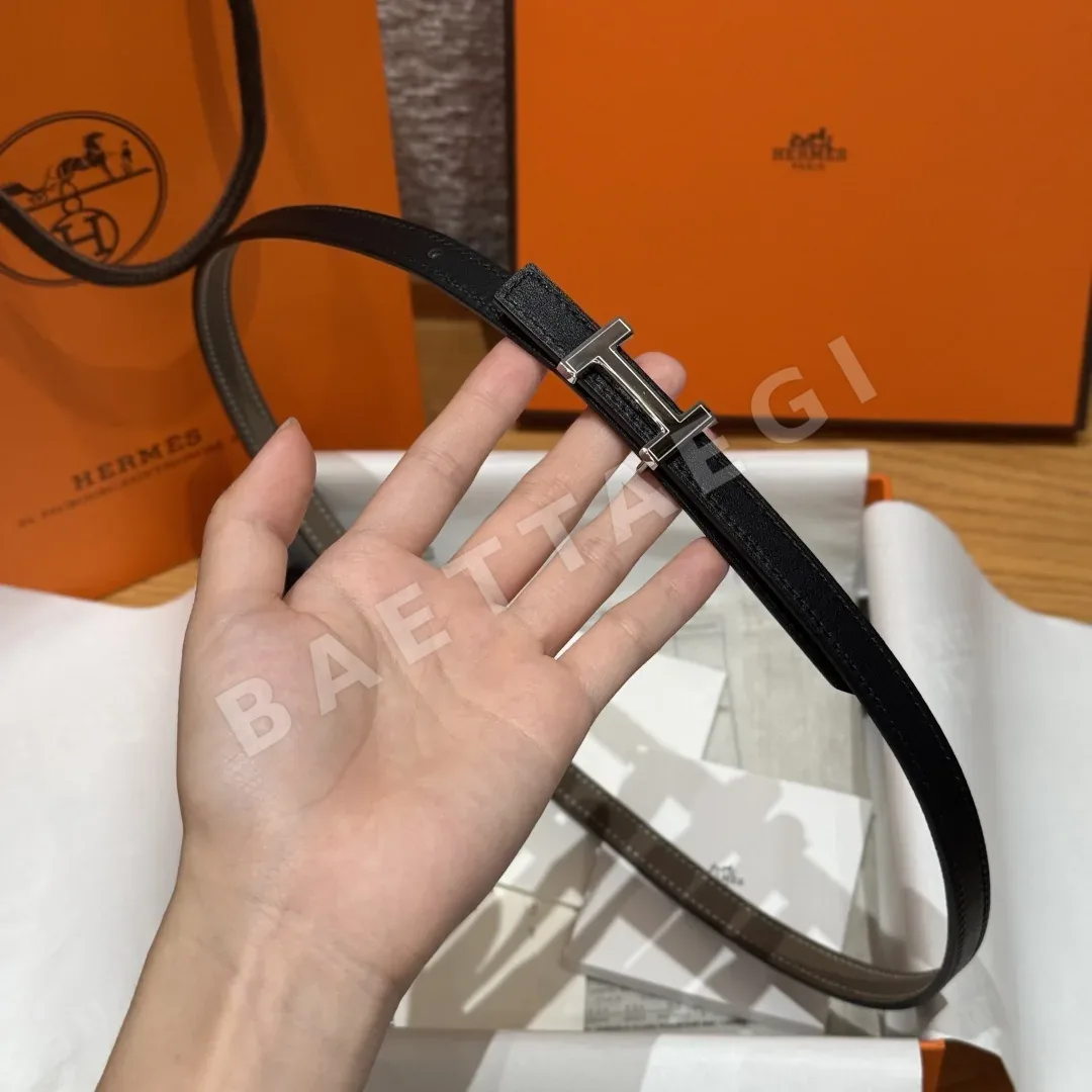 에르메스 미니 H 버클 양면 가죽 벨트 상세 이미지 3
