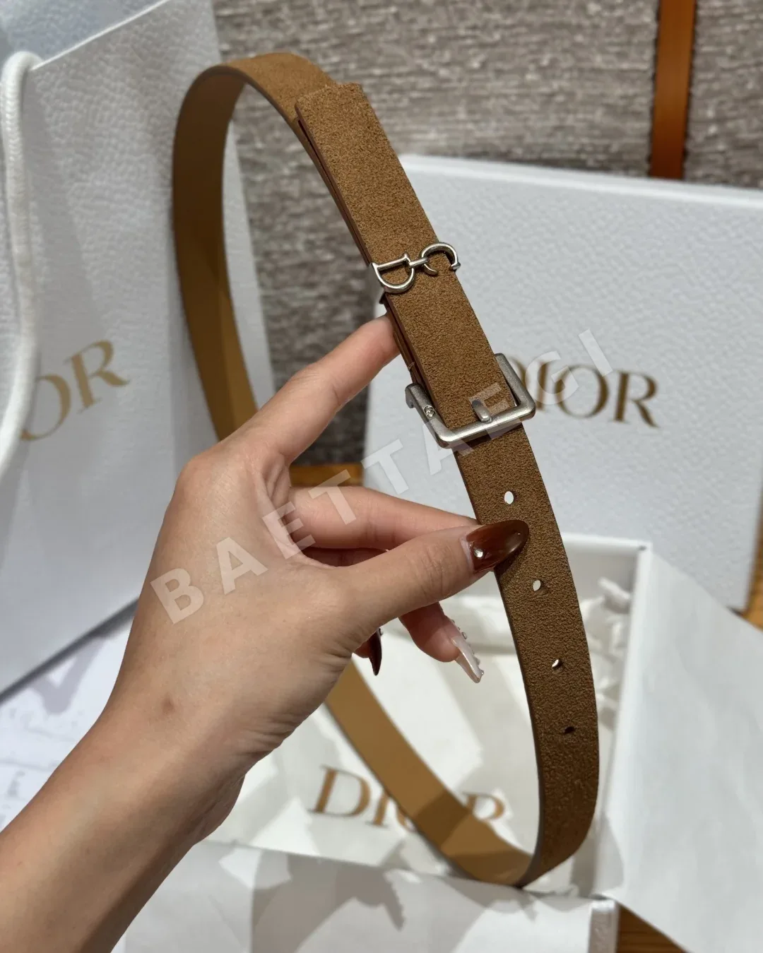 디올 새들 루프 CD 버클 스웨이드 가죽 벨트 상세 이미지 3