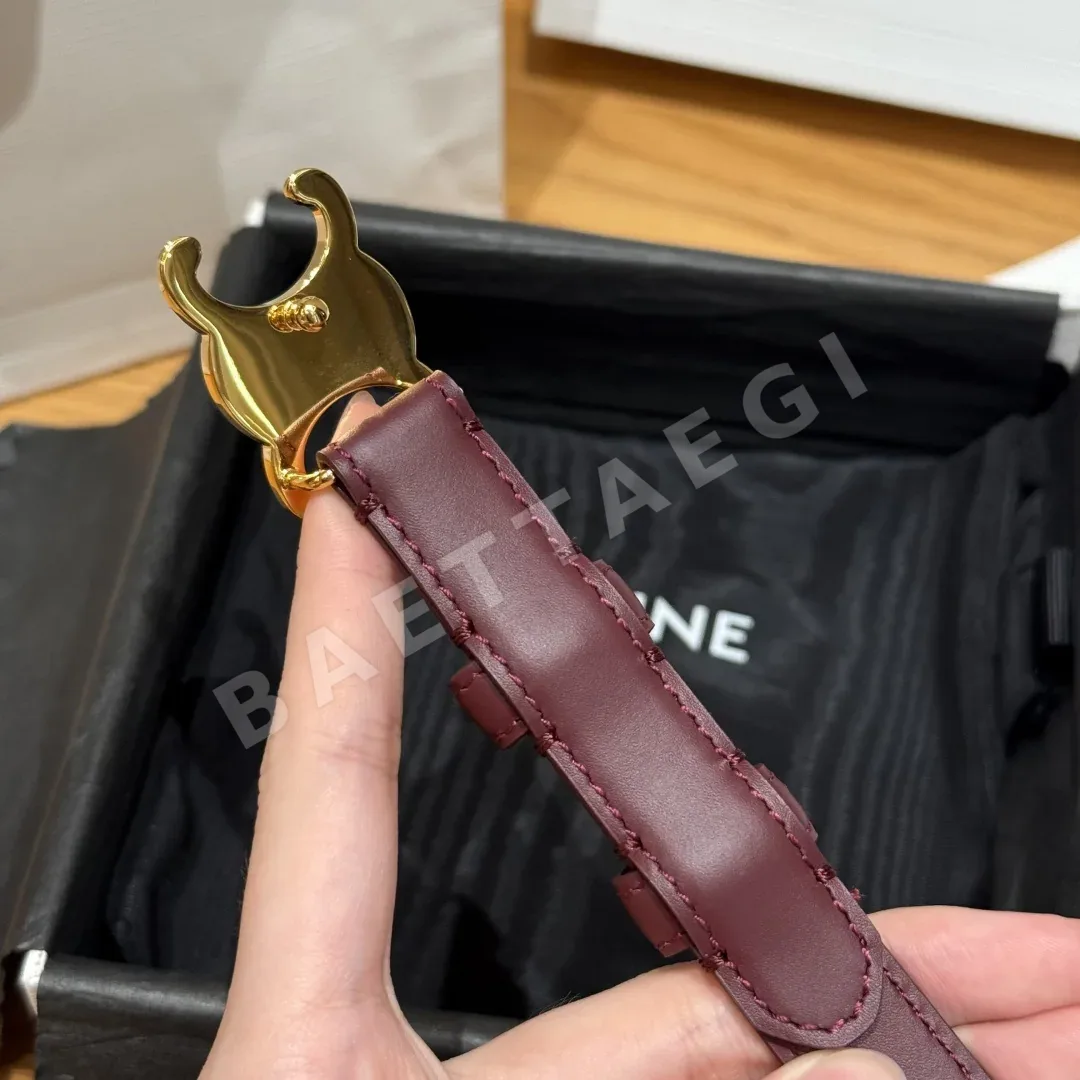 셀린느 개선문 여성 소가죽 골드 장식 벨트 상세 이미지 5