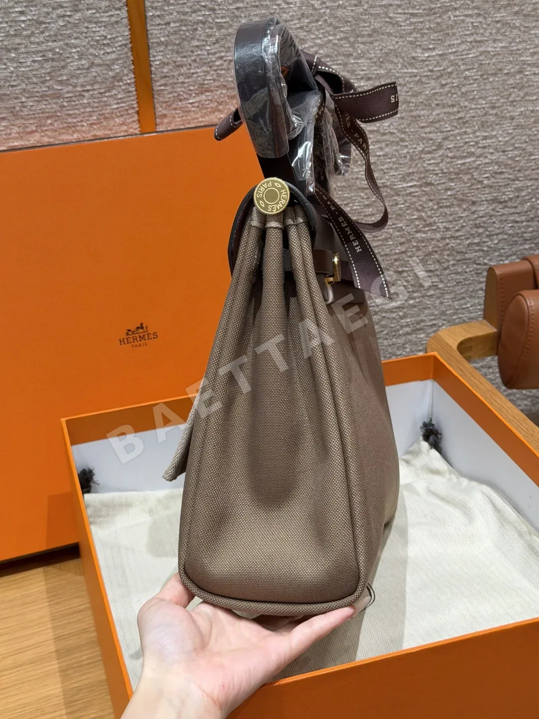 에르메스 하버 캔버스 소가죽 가방 상세 이미지 4