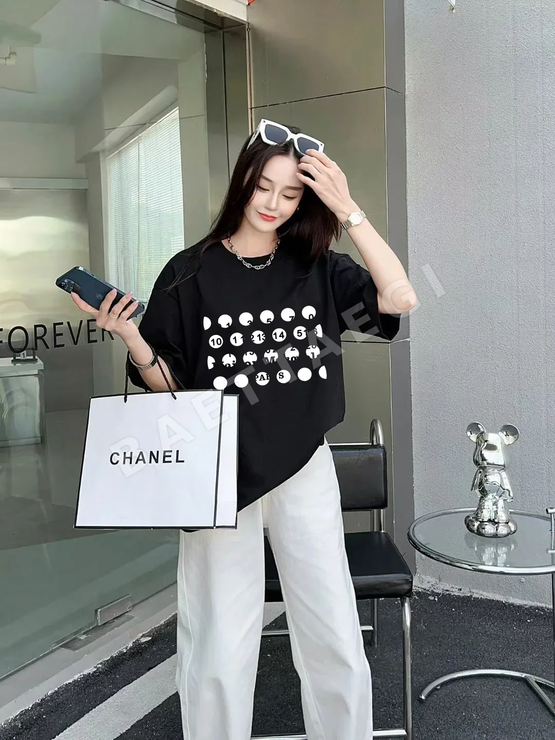 마르지엘라 프린트 로고 여성 반팔 티셔츠 상세 이미지 9
