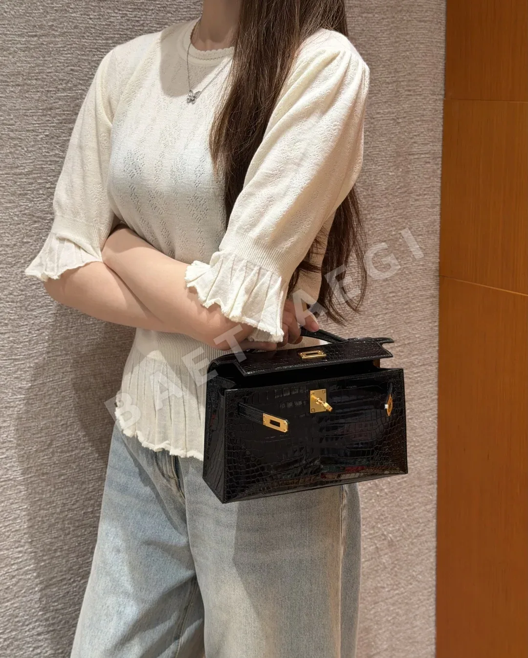 에르메스 켈리 블랙 악어가죽 지갑 상세 이미지 5