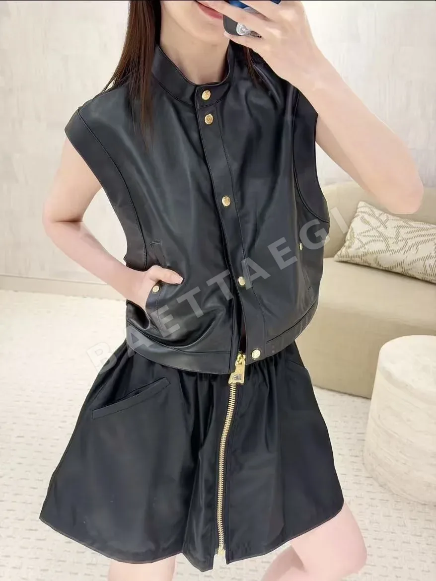 루이비통 스탠드 카라 램스킨 베스트 자켓 126449