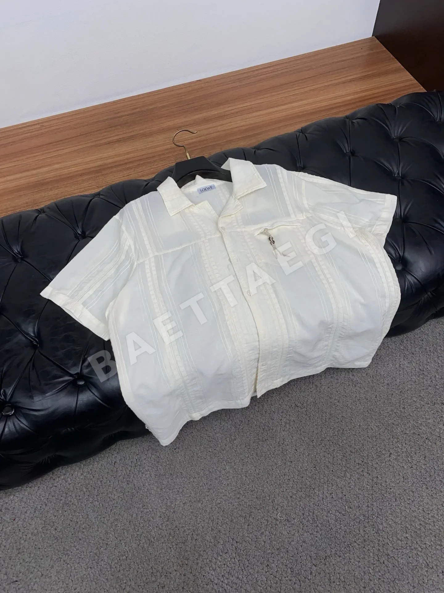 로에베 린넨 와이드 슬리브 프렌치 카라 남성 반팔 셔츠 상세 이미지 7