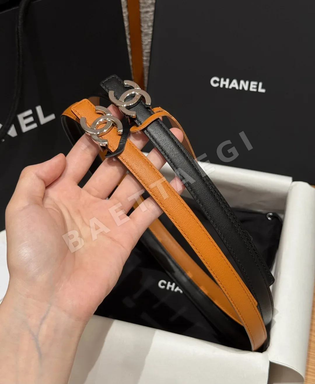 샤넬 더블 C 버클 가죽 벨트 15mm 상세 이미지 3